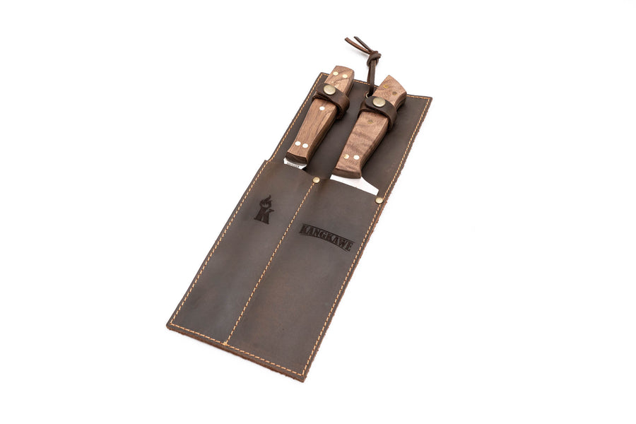 Set Cuchillo Tenedor Funda Cuero + Grabado Personalizado