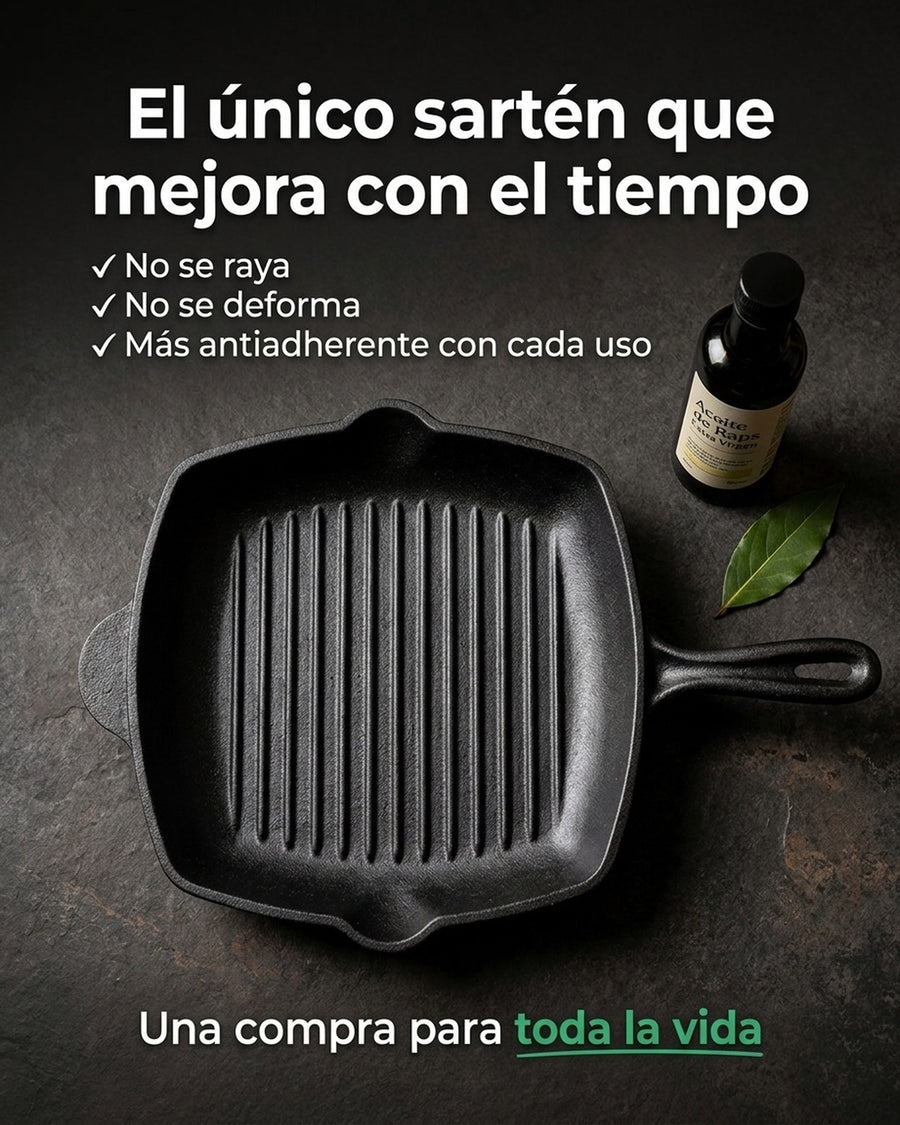 Sarten Cuadrado Asado Parrilla Cocina 26x26cm