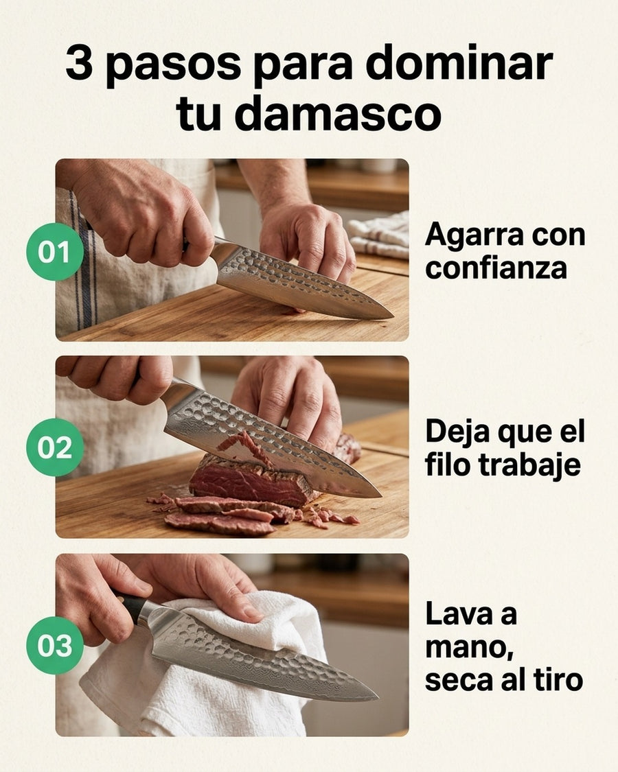 Cuchillo Acero Damasco Multiuso + Grabado Láser