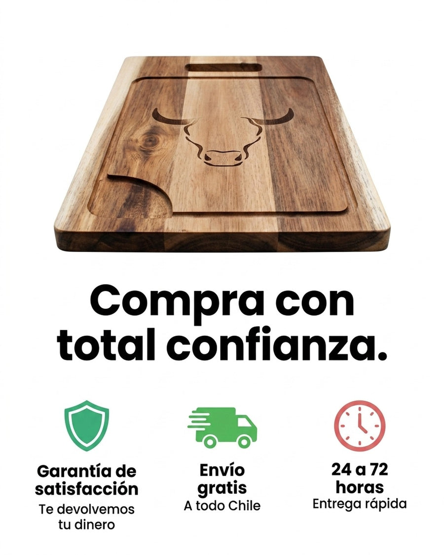 Tabla De Cortar Picar Carne 45cm Wayu + Grabado Personalizado