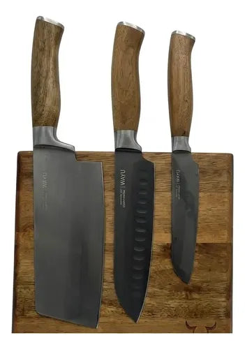 Block Magnético 3 Cuchillos Wayu Premium Limited Cocina Bbq + Grabado Personalizado