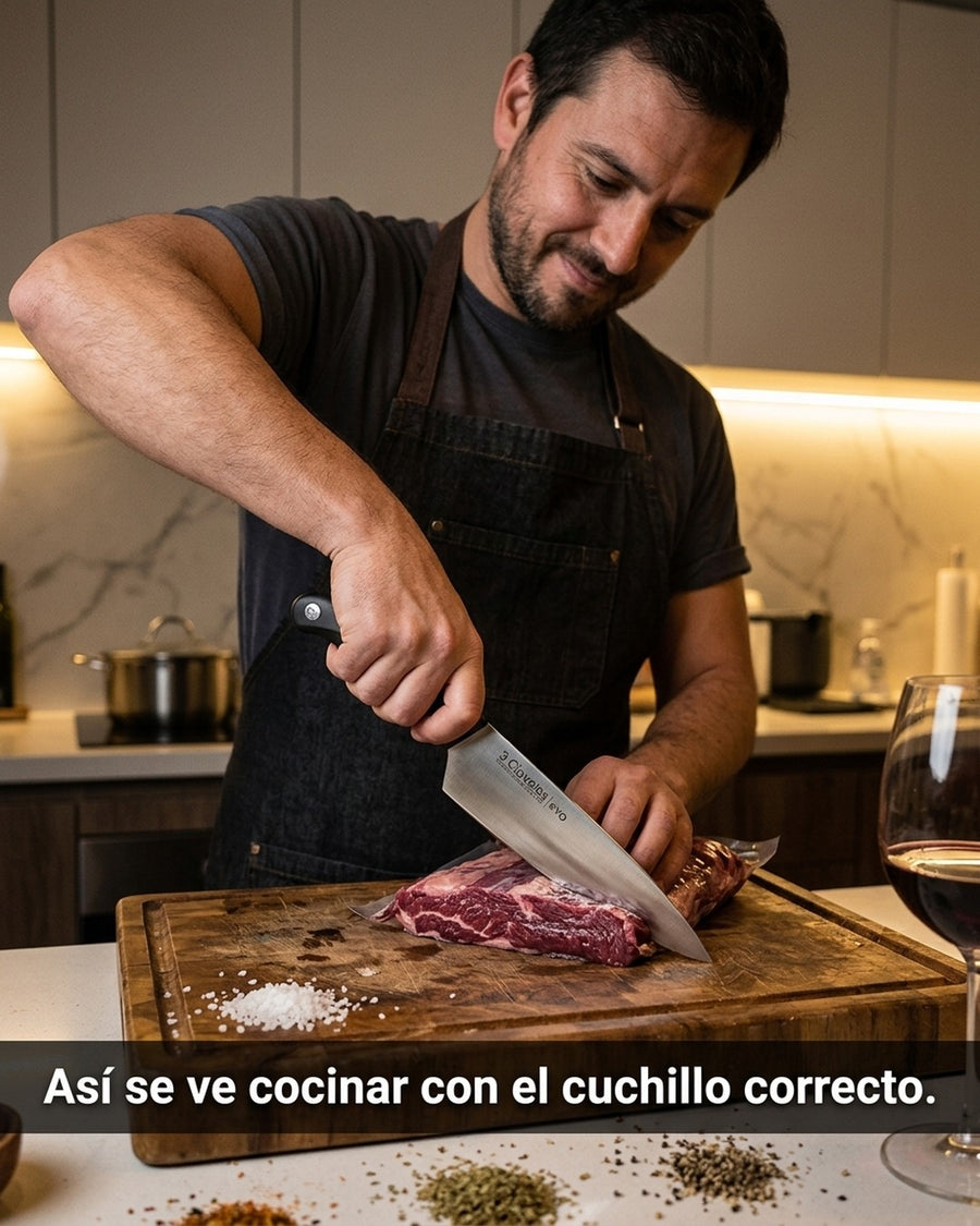 Cuchillo Tres Claveles Cocinero Evo 20 Cms 1357 Color Negro + Grabado Personalizado
