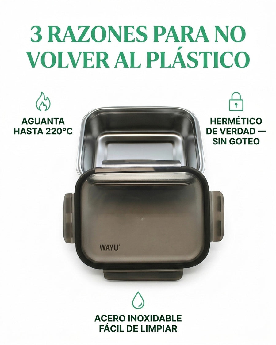 Contenedor Hermético Wayu Acero Microsafe 650ml Premium