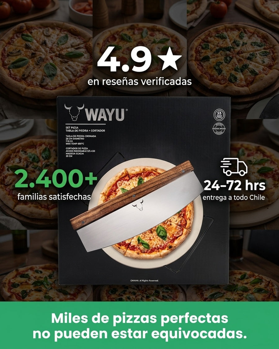 Set Piedra Pizza + Cortador De Pizza Wayu Horno Cocina Bbq