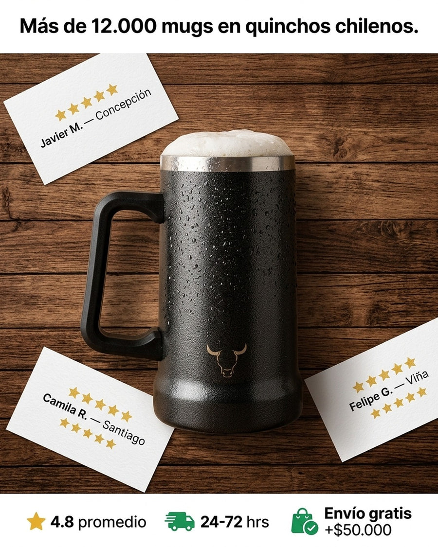 Vaso Acero Inoxidable Wayu 750 Ml Beer Mug Cerveza Bar + Grabado Personalizado