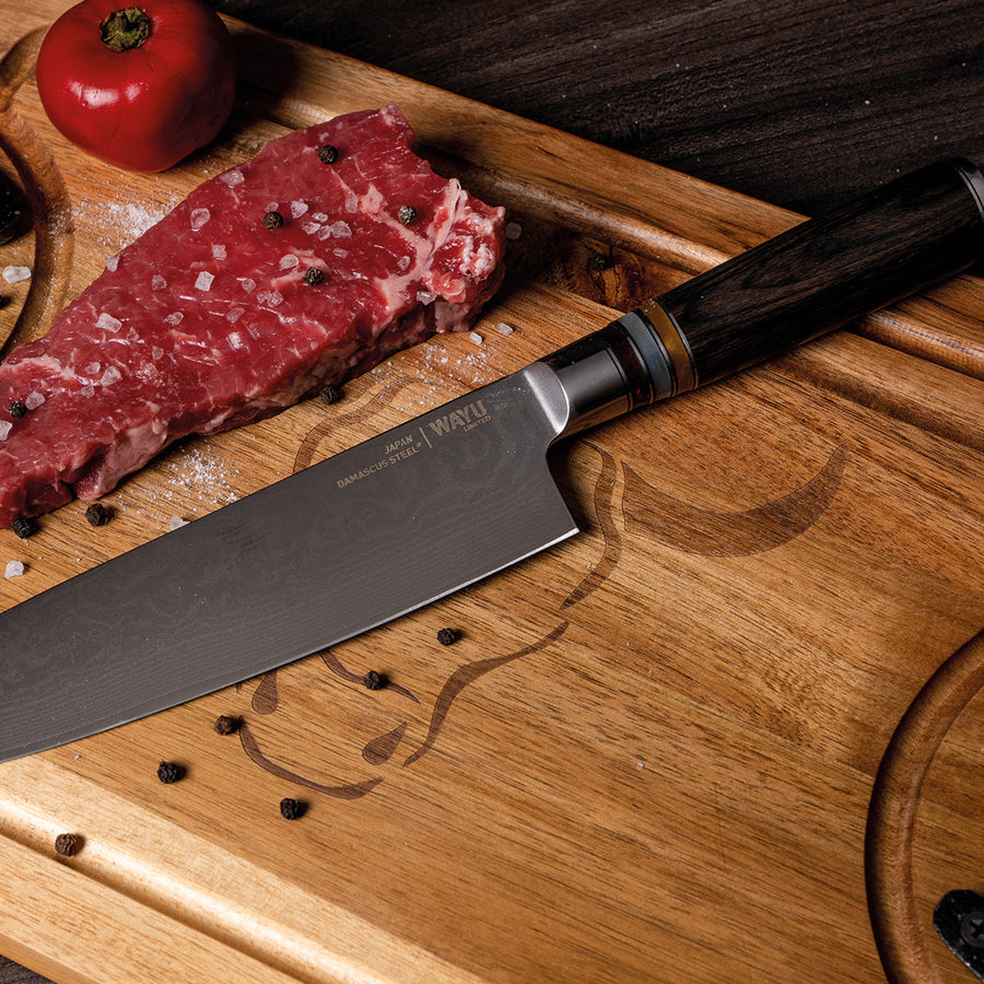 Cuchillo Acero Damasco Brown Wayu + Grabado Personalizado