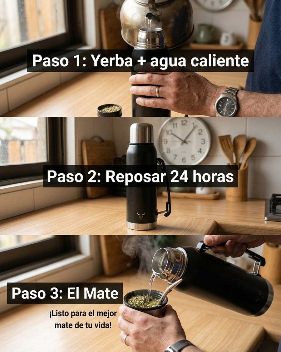 Termo Wayu Premiun De 1 Litro Agua Caliente Libre Bpa Mate + Grabado Personalizado