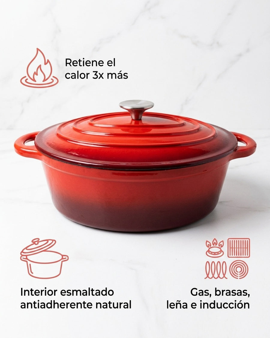 Olla Fierro Fundido Esmaltado 24cm Roja