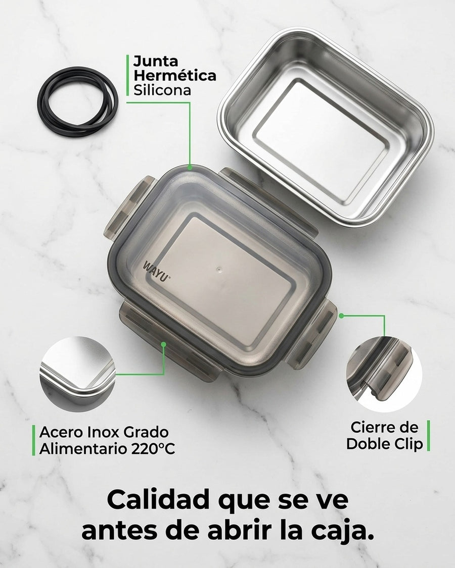 Contenedor Hermético Wayu Acero Microsafe 1.3 Lt Premium