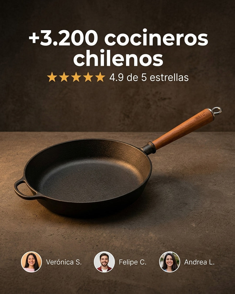 Sartén Hierro Fundido 28cm Wayu Parrilla Asado Bbq Cocina