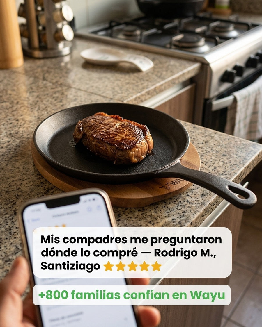 Sartén Ovalado Wayu Hierro Fundido Con Base Madera Fierro