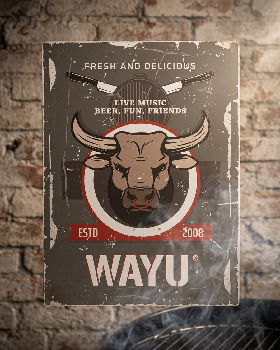 Cuadro Bar Metálico Wayu 40x30 Toro Quincho Parrilla Bbq
