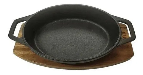 Sartén Cacerola Wayu Hierro Fundido Con Base De Madera