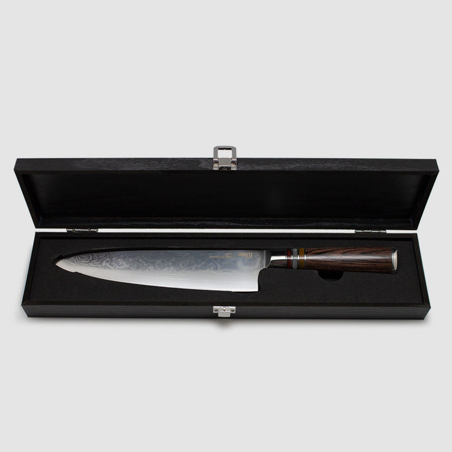 Cuchillo Acero Damasco Brown Wayu + Grabado Personalizado
