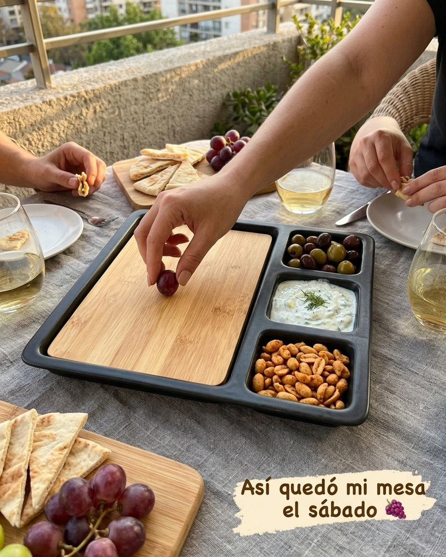 Bandeja De Aperitivo Bamboo Y Cerámica Wayu Coctail