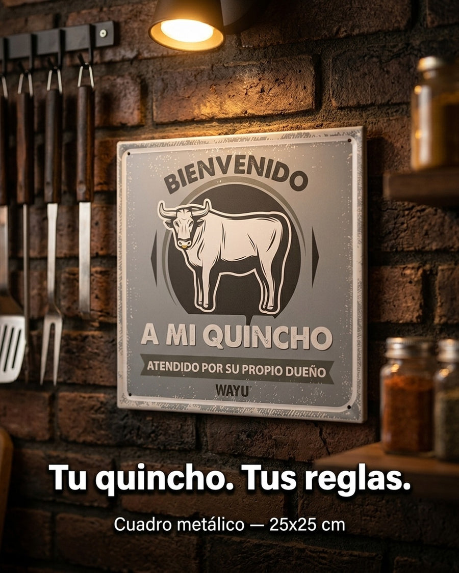 Cuadro Bar Metálico Wayu 25x25 Mi Quincho Parrilla Bbq