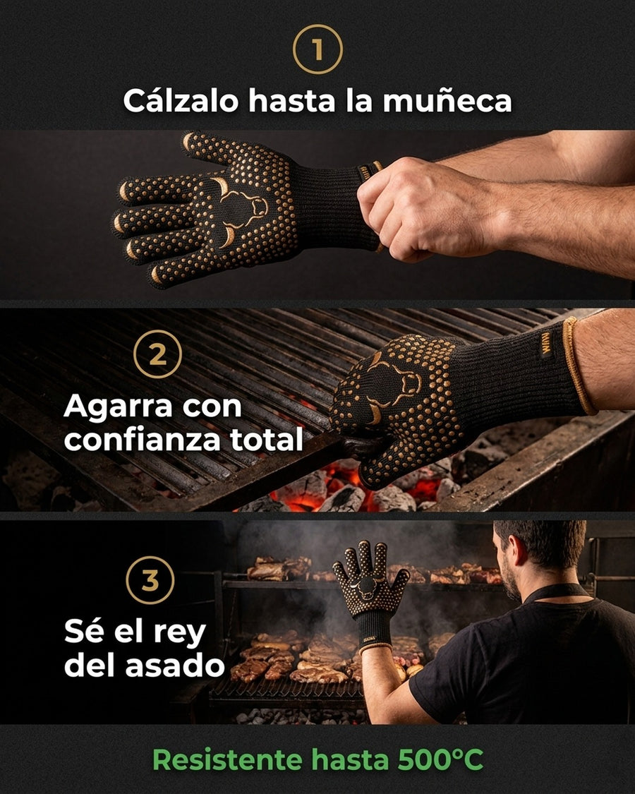 Guante Parrillero Wayu Alta Temperatura 500°C - Aramida y Silicona Chile
