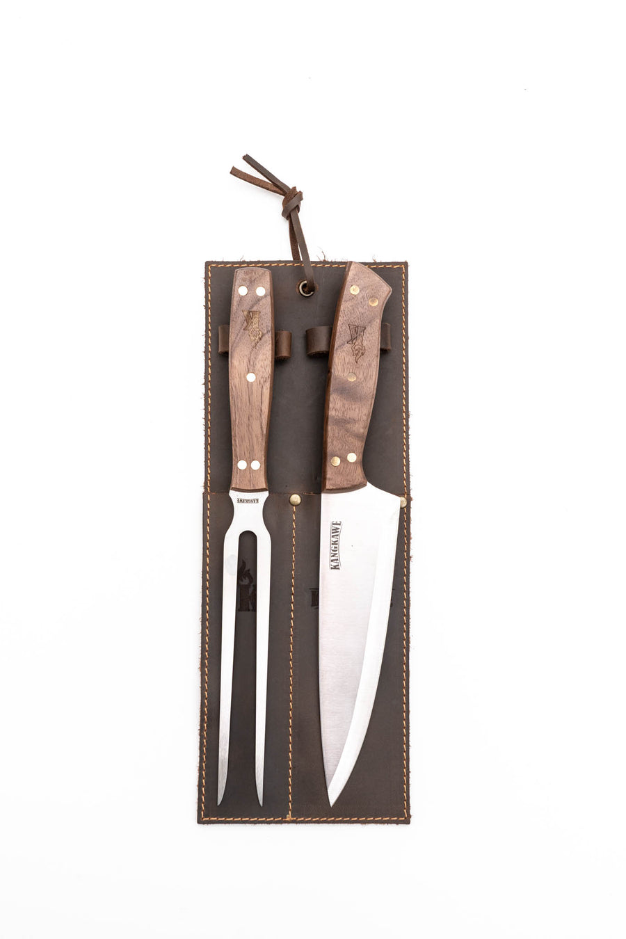 Set Cuchillo Tenedor Funda Cuero + Grabado Personalizado