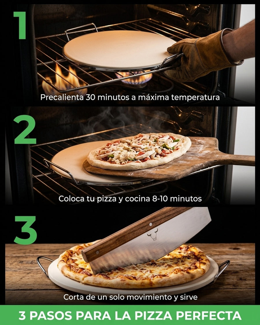 Set Piedra Pizza + Cortador De Pizza Wayu Horno Cocina Bbq