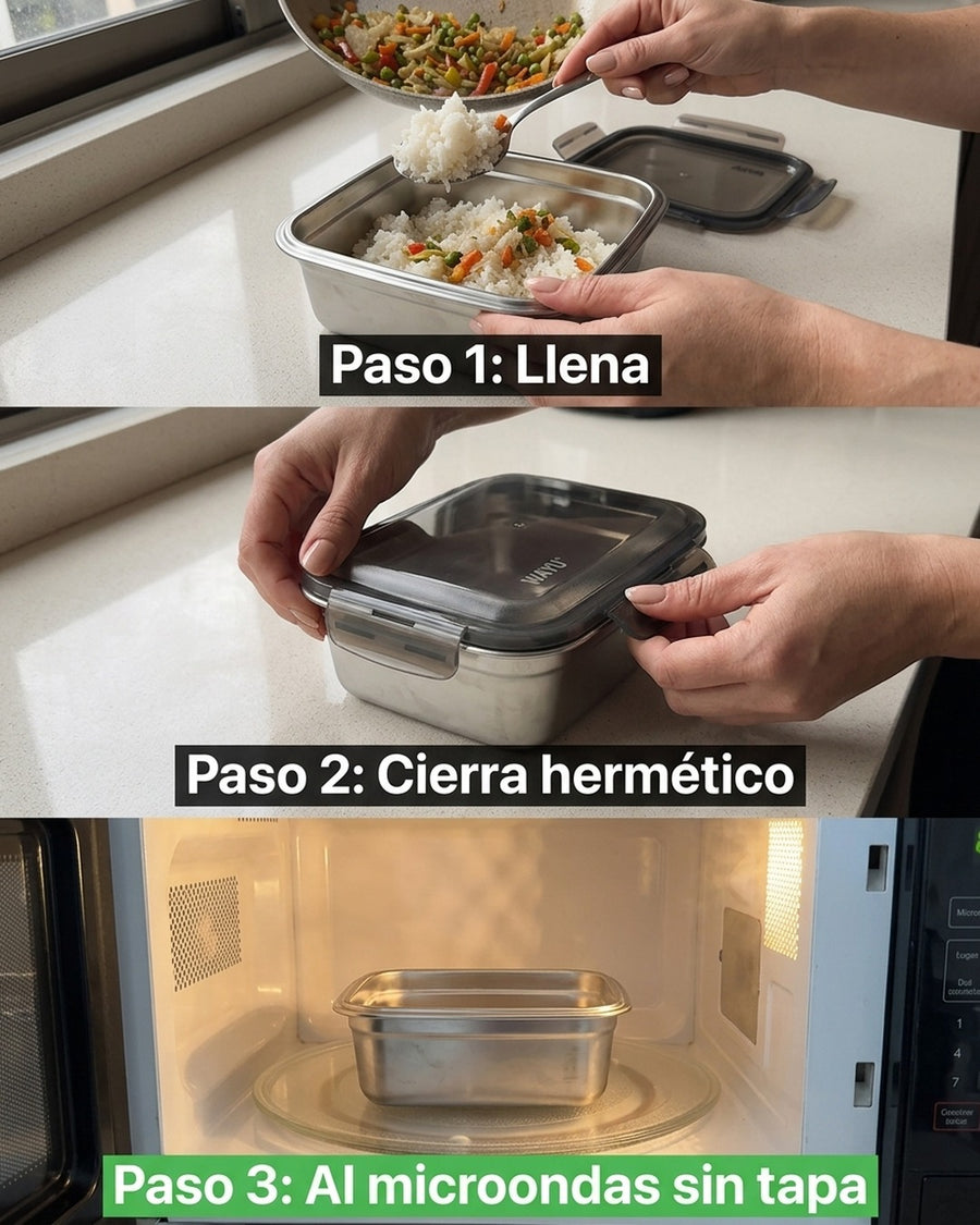 Contenedor Hermético Wayu Acero Microsafe 650ml Premium