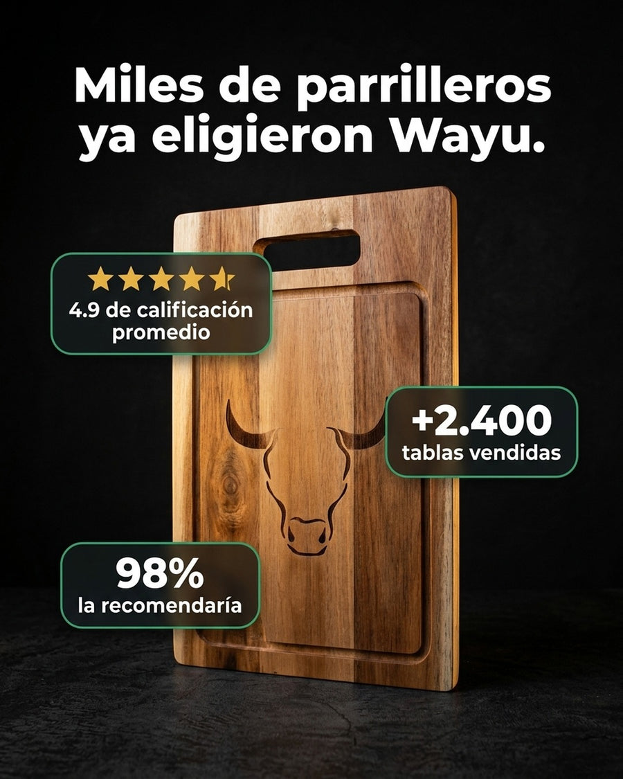 Tabla De Cortar Picar Carne 50cm Wayu + Grabado Personalizado