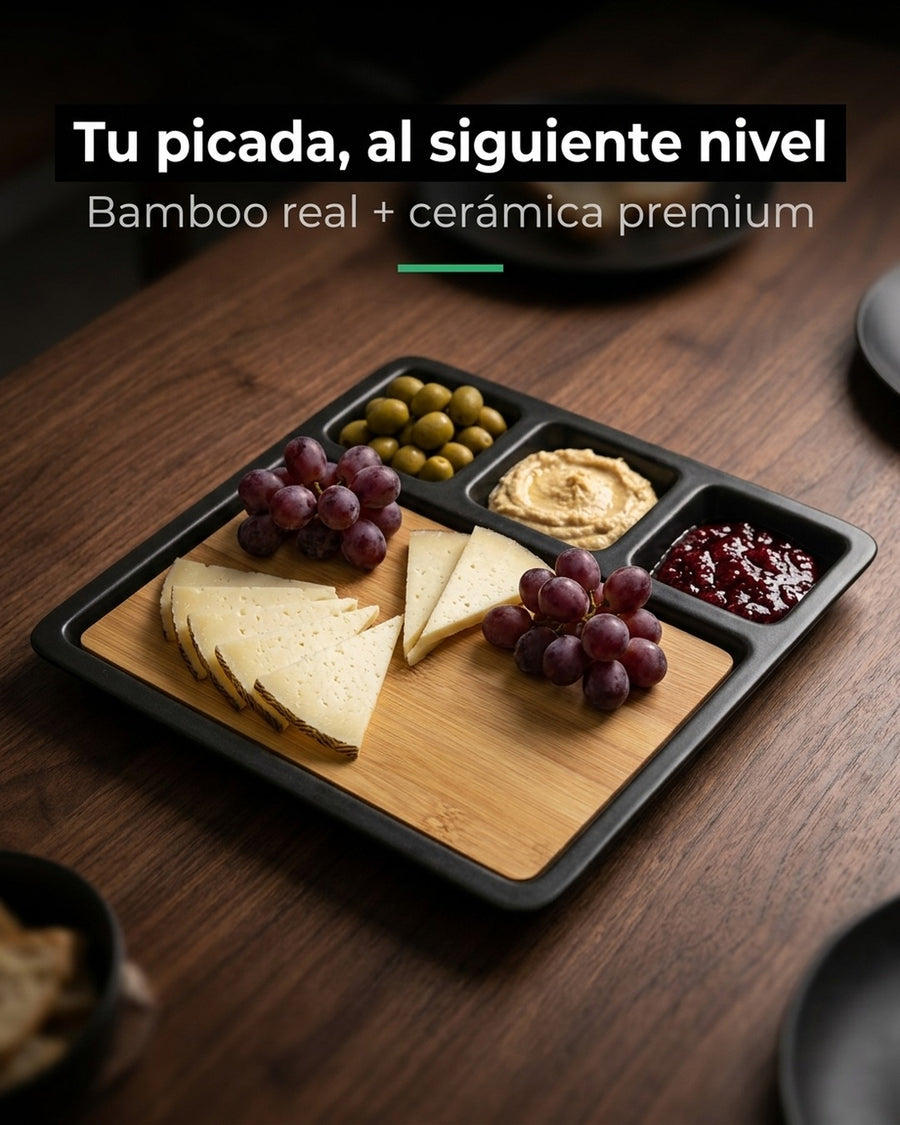 Bandeja De Aperitivo Bamboo Y Cerámica Wayu Coctail