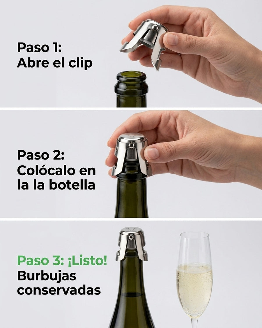Set Sellador Tapon Espumante Champaña Wayu Tragos Premium