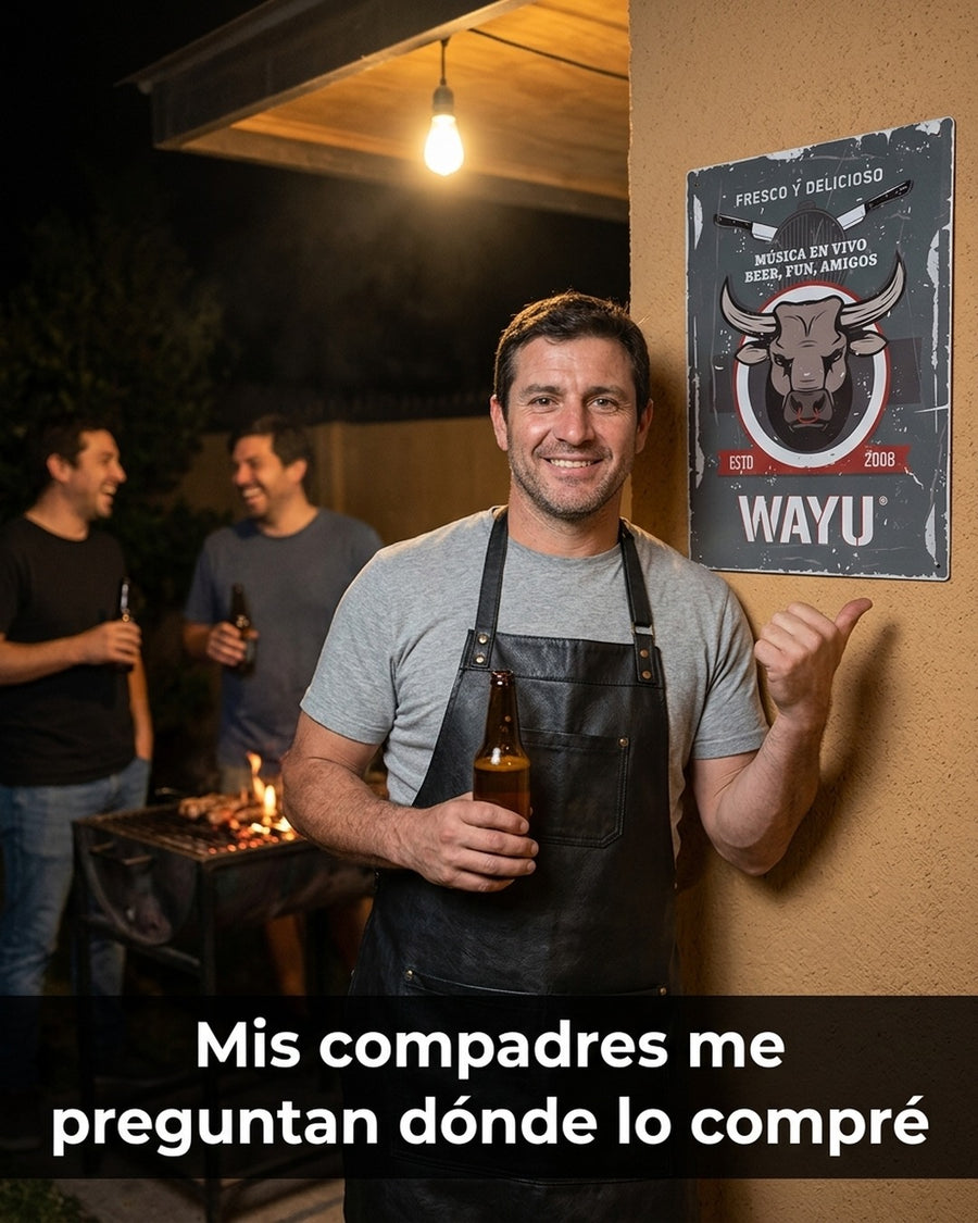 Cuadro Bar Metálico Wayu 40x30 Toro Quincho Parrilla Bbq