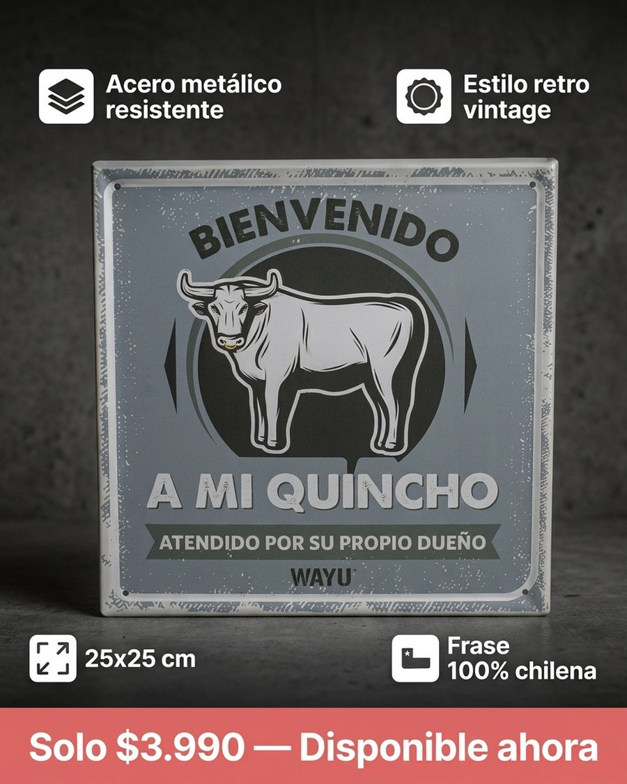 Cuadro Bar Metálico Wayu 25x25 Mi Quincho Parrilla Bbq