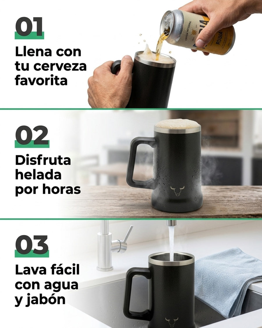 Vaso Acero Inoxidable Wayu 750 Ml Beer Mug Cerveza Bar + Grabado Personalizado