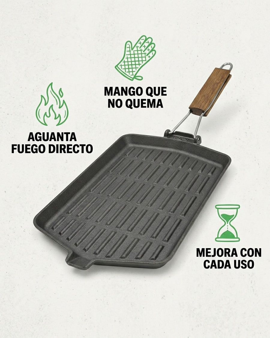 Sarten Fierro Fundido 21x35cm Wayu Abatible Hierro Fundido