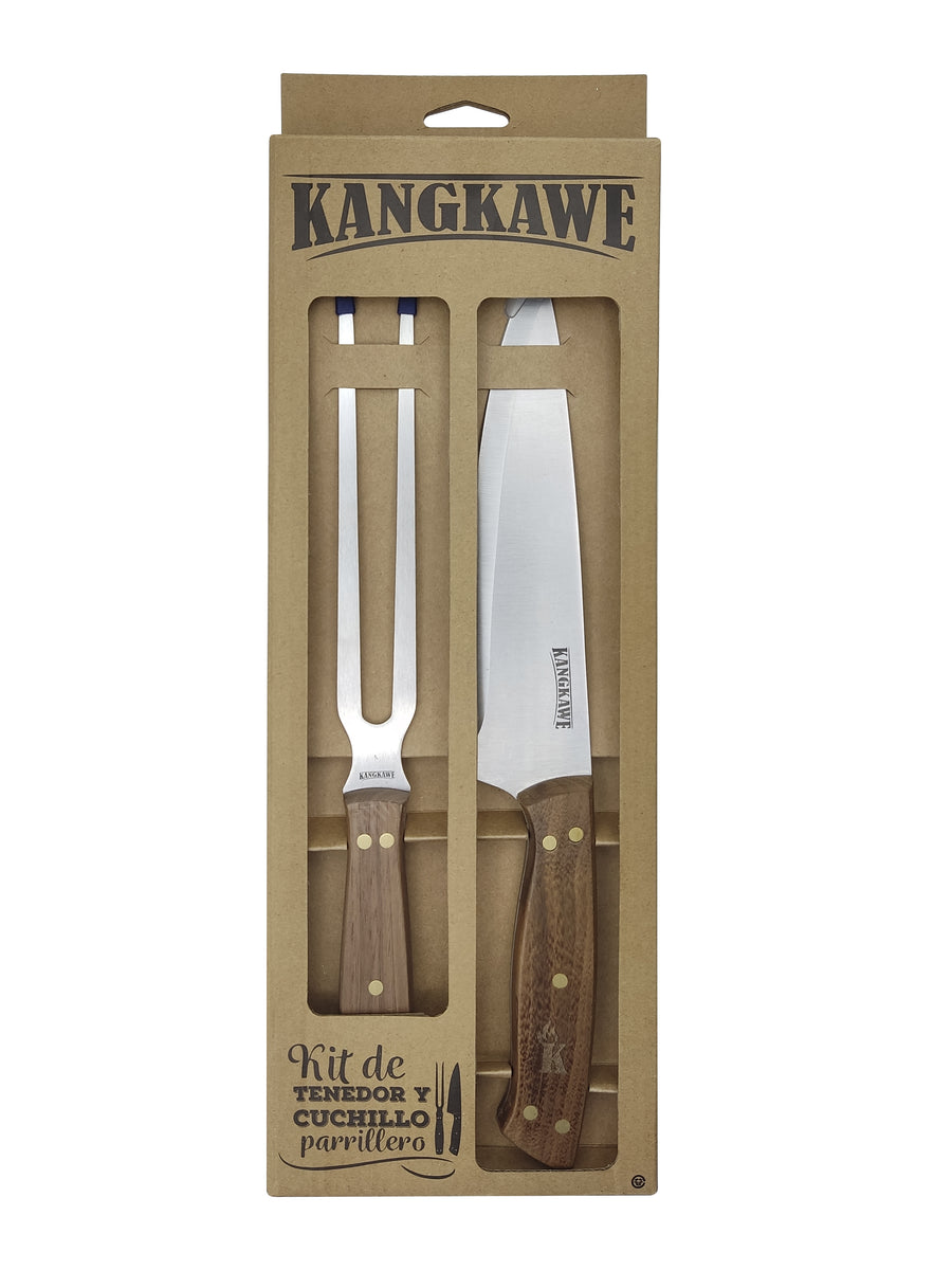 Set Cuchillo Tenedor Parrillero Kangkawe + Grabado Personalizado