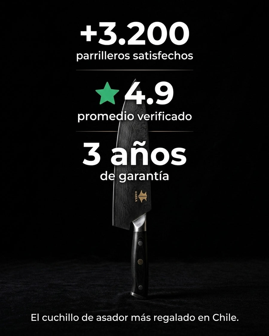 Cuchillo Acero Damasco Martillado 8 Pulgadas + Grabado Láser