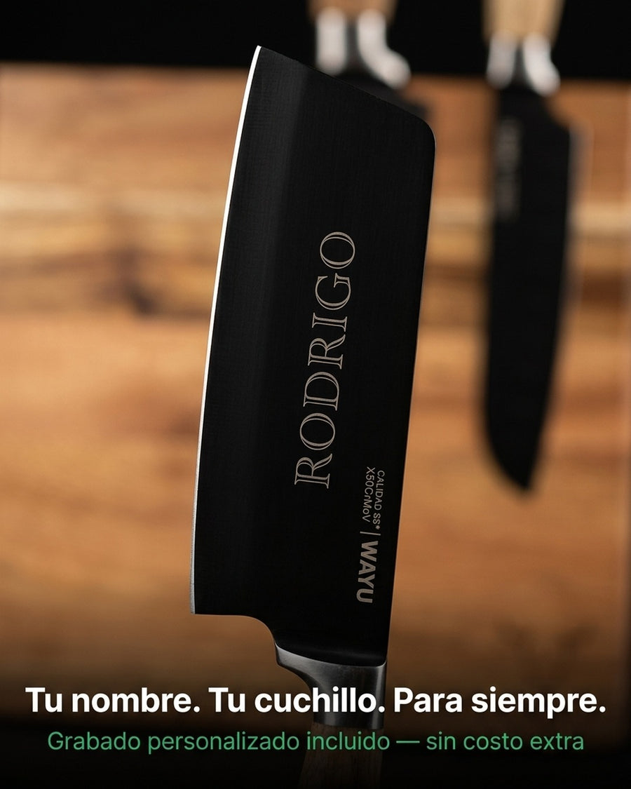 Block Magnético 3 Cuchillos Wayu Premium Limited Cocina Bbq + Grabado Personalizado