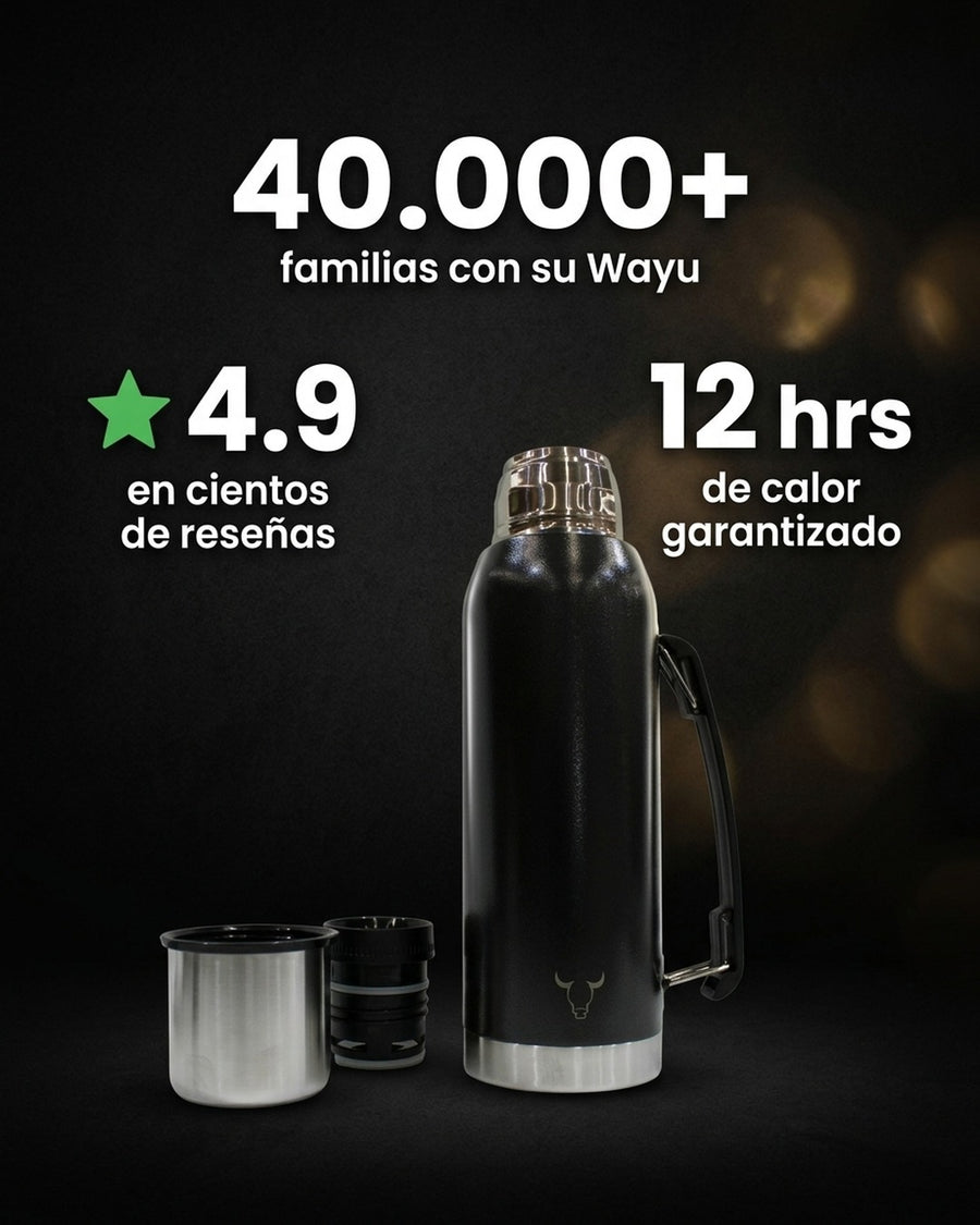 Termo Wayu Premiun De 1 Litro Agua Caliente Libre Bpa Mate + Grabado Personalizado