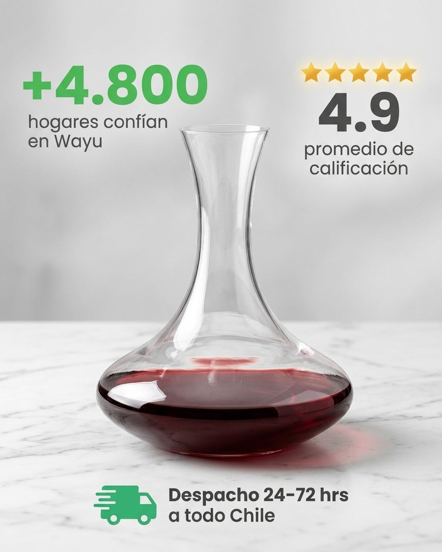 Decantador Aireador Vino 1,7 Litros Wayu Cristal Premium