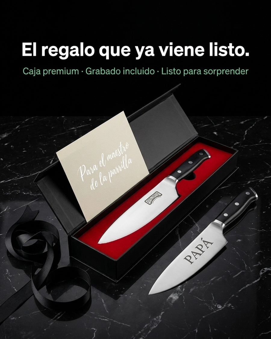 Cuchillo Acero Alemán 8 Pulgadas + Grabado Personalizado