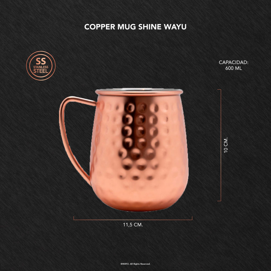 Set De 2 Mugs De Cobre Wayu Shine Tragos Moscow Mule Mojito + Grabado Personalizado