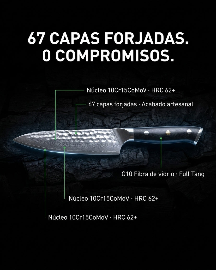 Cuchillo Acero Damasco Multiuso + Grabado Láser