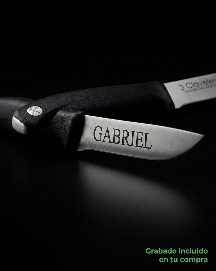 Cuchillo De Cocina 15cm Deshuesar 3 Claveles Evo Acero Color Gris + Grabado Personalizado