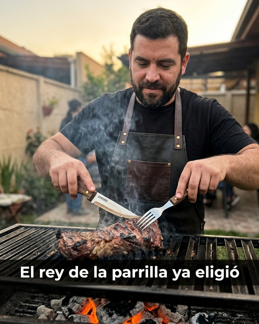 Set 8 Piezas Cuchillos + Tenedor Kangkawe Premium Cocina + Grabado Personalizado