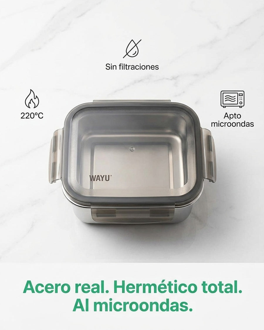 Contenedor Hermético Wayu Acero Microsafe 1.3 Lt Premium