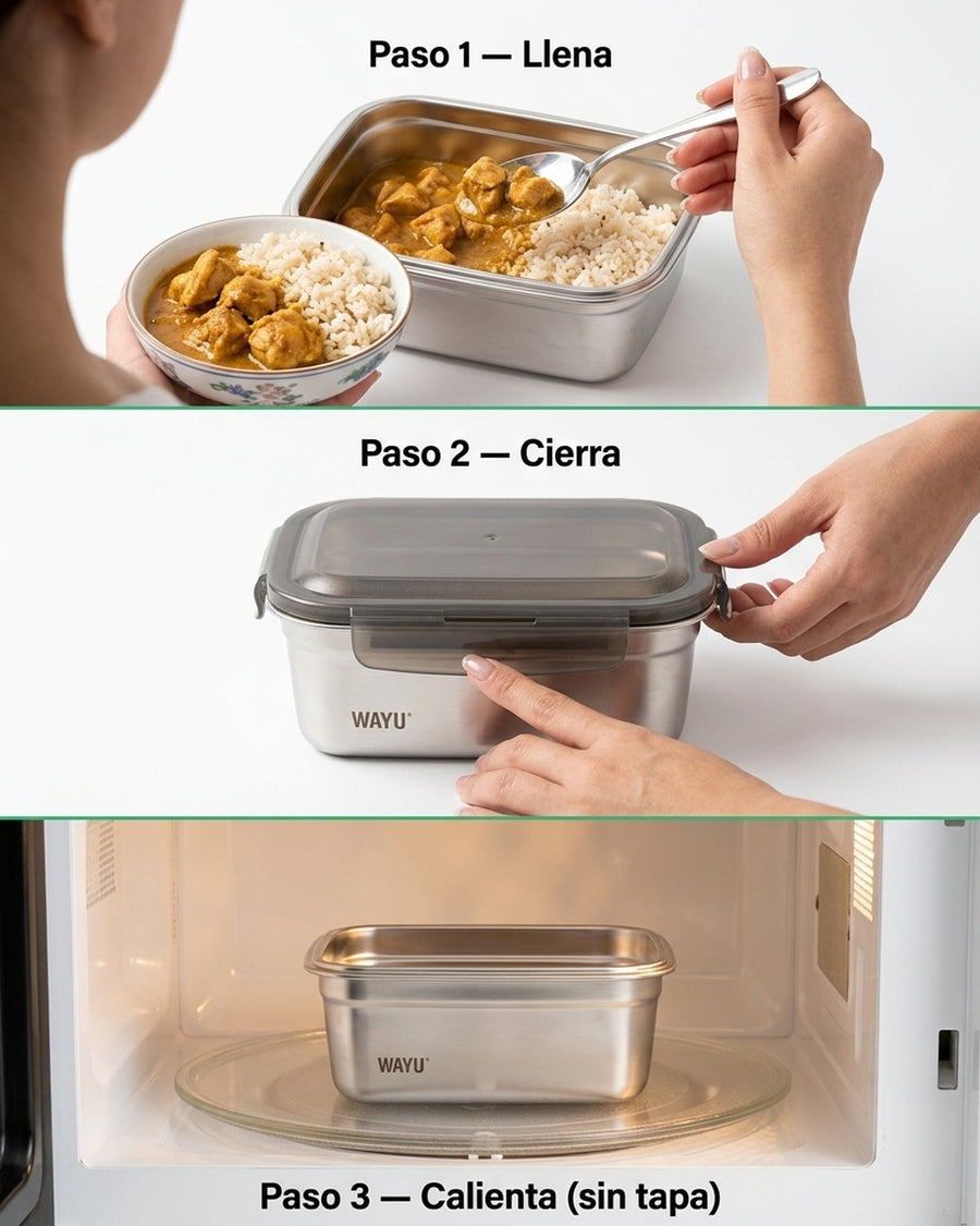 Contenedor Hermético Wayu Acero Microsafe 2.3 Lt Premium