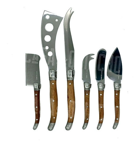 Set 6 Cuchillos Aperitivo Wayu Mango Madera Tablas + Grabado Personalizado
