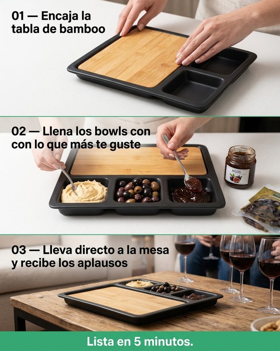 Bandeja De Aperitivo Bamboo Y Cerámica Wayu Coctail