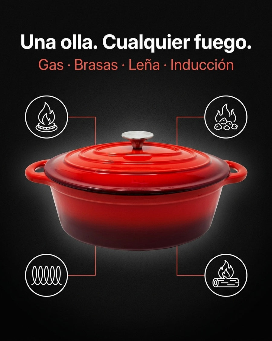 Olla Fierro Fundido Esmaltado 24cm Roja