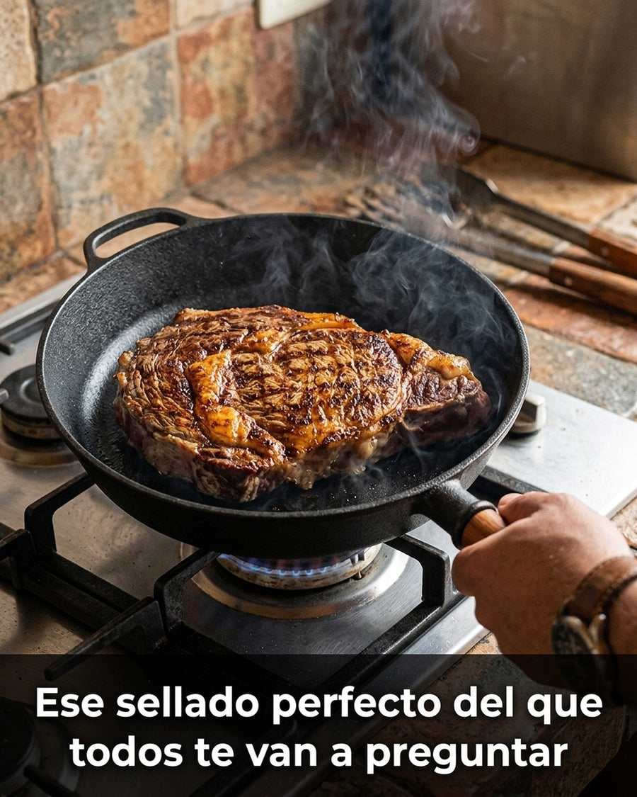 Sartén Hierro Fundido 28cm Wayu Parrilla Asado Bbq Cocina