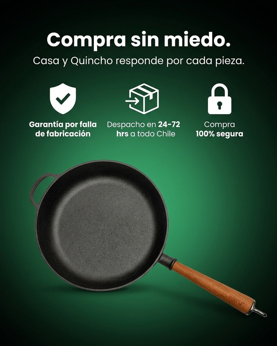 Sartén Hierro Fundido 28cm Wayu Parrilla Asado Bbq Cocina