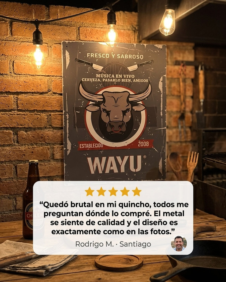 Cuadro Bar Metálico Wayu 40x30 Toro Quincho Parrilla Bbq