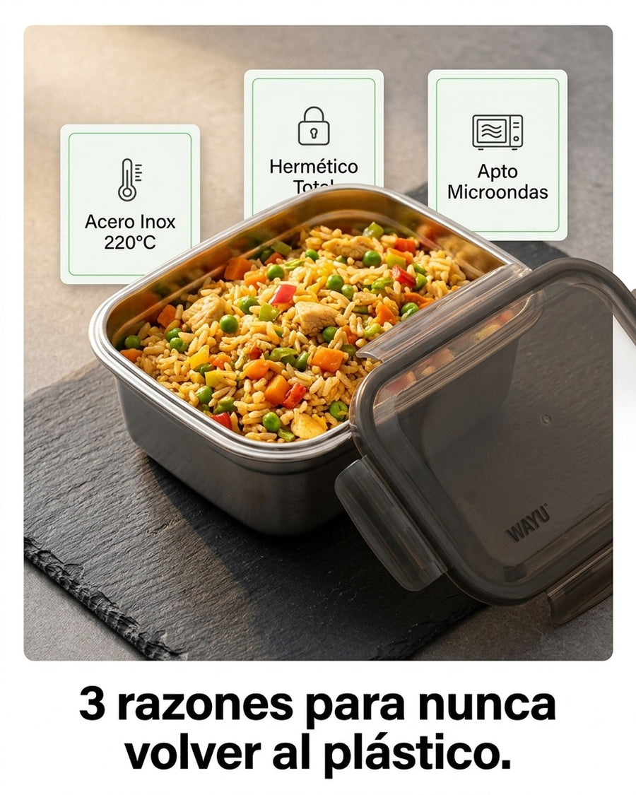 Contenedor Hermético Wayu Acero Microsafe 1.3 Lt Premium